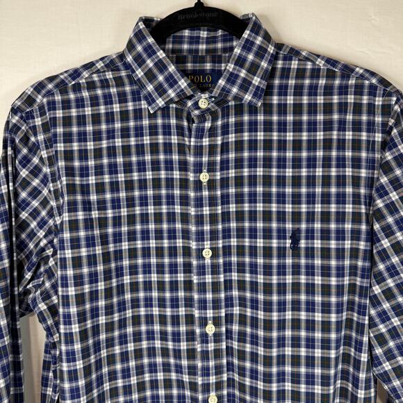 Polo Ralph Lauren Navy w/green & red button up size 15 32/33 - Picture 1 of 3